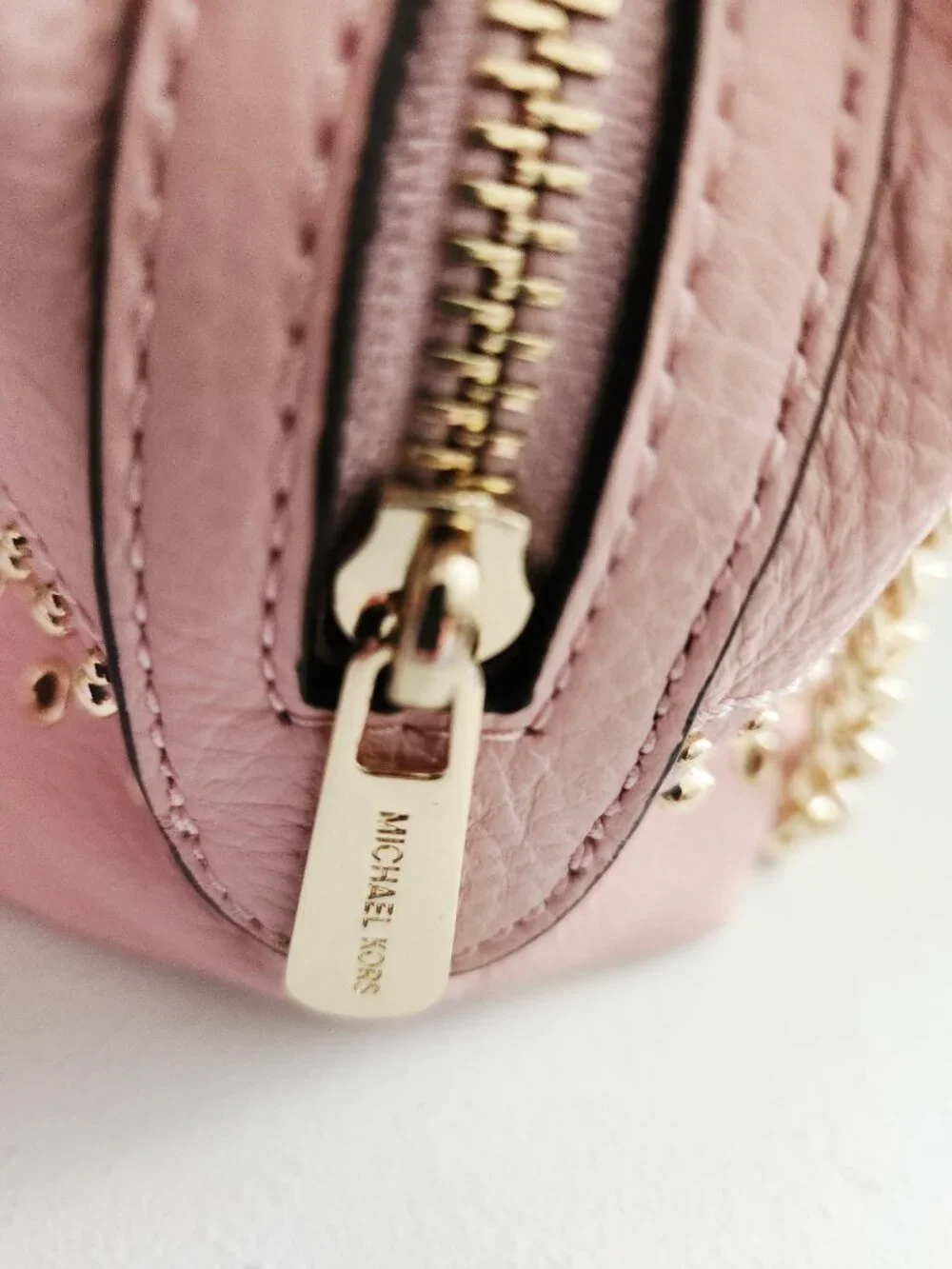 Nwt Michael Kors Pink Leather Studded Shoulder Bag Purse